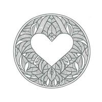 Flower with frame in shape of heart. decoration in ethnic oriental vector