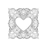 Flower with frame in shape of heart. decoration in ethnic oriental vector