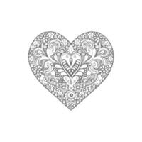 Flower with frame in shape of heart. decoration in ethnic oriental, vector