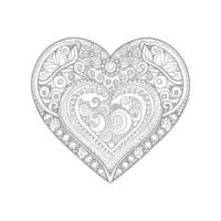 Flower with frame in shape of heart. decoration in ethnic oriental, vector