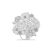 line art flower bouquet vector