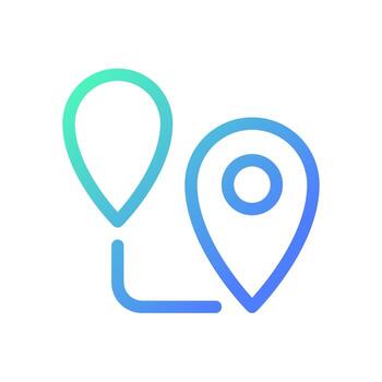 planificación ruta píxel Perfecto degradado lineal ui icono. GPS navegación. caminando distancia. moverse a ubicación. línea color usuario interfaz símbolo. moderno estilo pictograma. vector aislado contorno ilustración