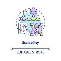 Scalability concept icon. Outstaffing advantage for business abstract idea thin line illustration. Demand for new workers. Isolated outline drawing. Editable stroke vector