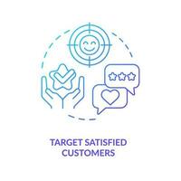 Target satisfied customers blue gradient concept icon. Way to make clients write review abstract idea thin line illustration. Guest surveys. Isolated outline drawing vector