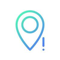 Wrong pin location pixel perfect gradient linear ui icon. Missing address, place on map. GPS navigation. Line color user interface symbol. Modern style pictogram. Vector isolated outline illustration