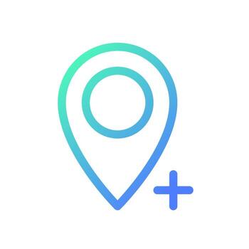 añadir sitio a mapa píxel Perfecto degradado lineal ui icono. realce área. Actual ubicación DIRECCIÓN. línea color usuario interfaz símbolo. moderno estilo pictograma. vector aislado contorno ilustración