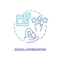 Social affirmation blue gradient concept icon. Proof for credibility. Customer reviews reason abstract idea thin line illustration. Increase sales. Isolated outline drawing vector