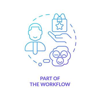 Part of workflow blue gradient concept icon. Motivating customer service employees. Obtain reviews abstract idea thin line illustration. Isolated outline drawing vector