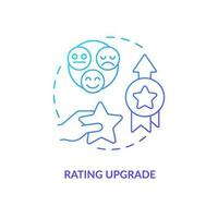 Rating upgrade blue gradient concept icon. Improve company trustworthiness. Importance of online reviews abstract idea thin line illustration. Isolated outline drawing vector