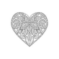 Flower with frame in shape of heart. decoration in ethnic oriental vector