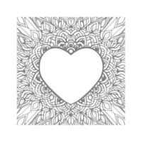 Flower with frame in shape of heart. decoration in ethnic oriental vector