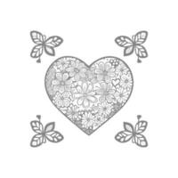 Flower with frame in shape of heart. decoration in ethnic oriental, vector