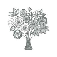 line art flower bouquet vector