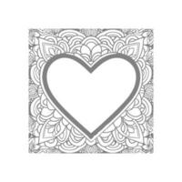 Flower with frame in shape of heart. decoration in ethnic oriental, vector