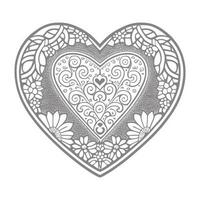 Flower with frame in shape of heart. decoration in ethnic oriental vector