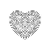 Flower with frame in shape of heart. decoration in ethnic oriental, vector