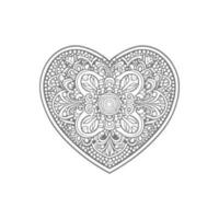 Flower with frame in shape of heart. decoration in ethnic oriental, vector