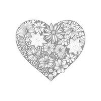 Flower with frame in shape of heart. decoration in ethnic oriental, vector