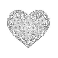 Flower with frame in shape of heart. decoration in ethnic oriental vector