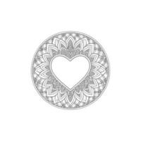 Flower with frame in shape of heart. decoration in ethnic oriental, vector