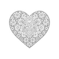 Flower with frame in shape of heart. decoration in ethnic oriental, vector