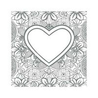 Flower with frame in shape of heart. decoration in ethnic oriental, vector
