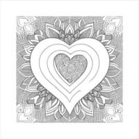 Flower with frame in shape of heart. decoration in ethnic oriental vector