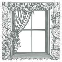 Window coloring book. vector