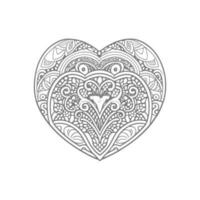 Flower with frame in shape of heart. decoration in ethnic oriental vector