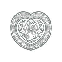 Flower with frame in shape of heart. decoration in ethnic oriental, vector