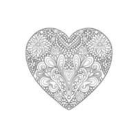 Flower with frame in shape of heart. decoration in ethnic oriental, vector