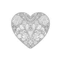 Flower with frame in shape of heart. decoration in ethnic oriental, vector