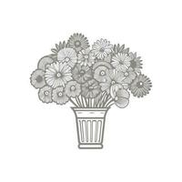 line art flower bouquet vector