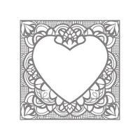 Flower with frame in shape of heart. decoration in ethnic oriental vector