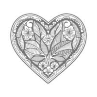 Flower with frame in shape of heart. decoration in ethnic oriental vector