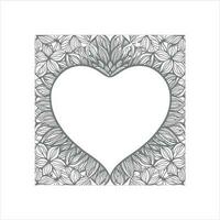 Flower with frame in shape of heart. decoration in ethnic oriental vector