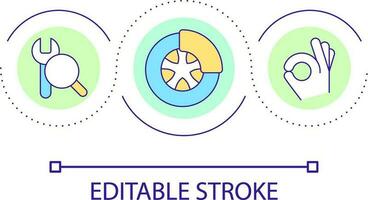 Brakes service loop concept icon. Vehicle troubleshooting. Car accident prevention measure abstract idea thin line illustration. Isolated outline drawing. Editable stroke vector