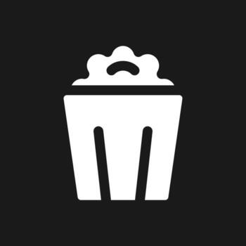 Cinema location dark mode glyph ui icon. Motion-picture theater. User interface design. White silhouette symbol on black space. Solid pictogram for web, mobile. Vector isolated illustration