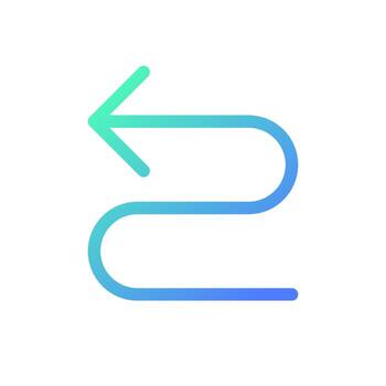 izquierda devanado la carretera flecha píxel Perfecto degradado lineal ui icono. alcanzar destino. la carretera signo. encontrar ruta. línea color usuario interfaz símbolo. moderno estilo pictograma. vector aislado contorno ilustración