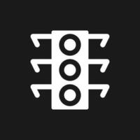 Traffic light dark mode glyph ui icon. Crossing intersection. User interface design. White silhouette symbol on black space. Solid pictogram for web, mobile. Vector isolated illustration