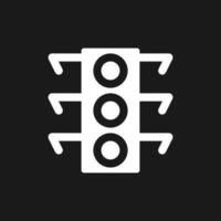 Traffic light dark mode glyph ui icon. Crossing intersection. User interface design. White silhouette symbol on black space. Solid pictogram for web, mobile. Vector isolated illustration