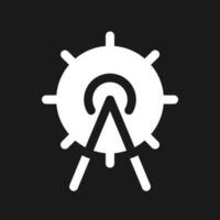 Amusement park location dark mode glyph ui icon. GPS navigation. User interface design. White silhouette symbol on black space. Solid pictogram for web, mobile. Vector isolated illustration