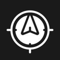 Tracking position in real time dark mode glyph ui icon. GPS navigation. User interface design. White silhouette symbol on black space. Solid pictogram for web, mobile. Vector isolated illustration