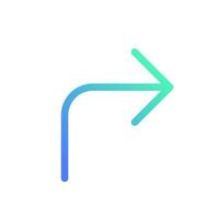 Right turn arrow pixel perfect gradient linear ui icon. Following direction. Road sign. Finding route. Line color user interface symbol. Modern style pictogram. Vector isolated outline illustration