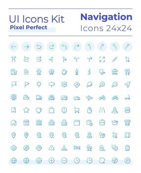 Tracking real time location pixel perfect gradient linear ui icons set. Navigational tool. Line contour user interface symbols. Vector isolated outline illustrations