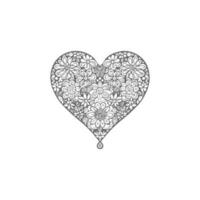 Flower with frame in shape of heart. decoration in ethnic oriental, vector