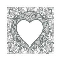 Flower with frame in shape of heart. decoration in ethnic oriental vector