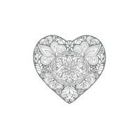 Flower with frame in shape of heart. decoration in ethnic oriental, vector