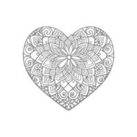 Flower with frame in shape of heart. decoration in ethnic oriental, vector