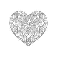 Flower with frame in shape of heart. decoration in ethnic oriental, vector